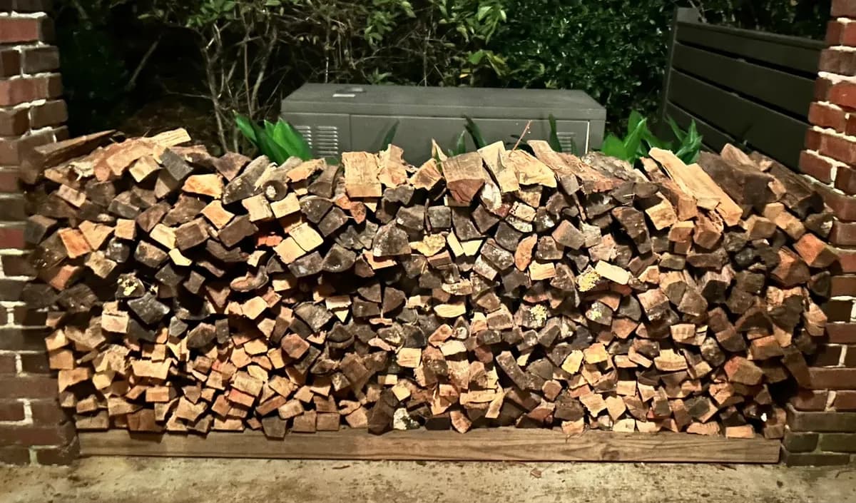 Full truckload of stacked firewood